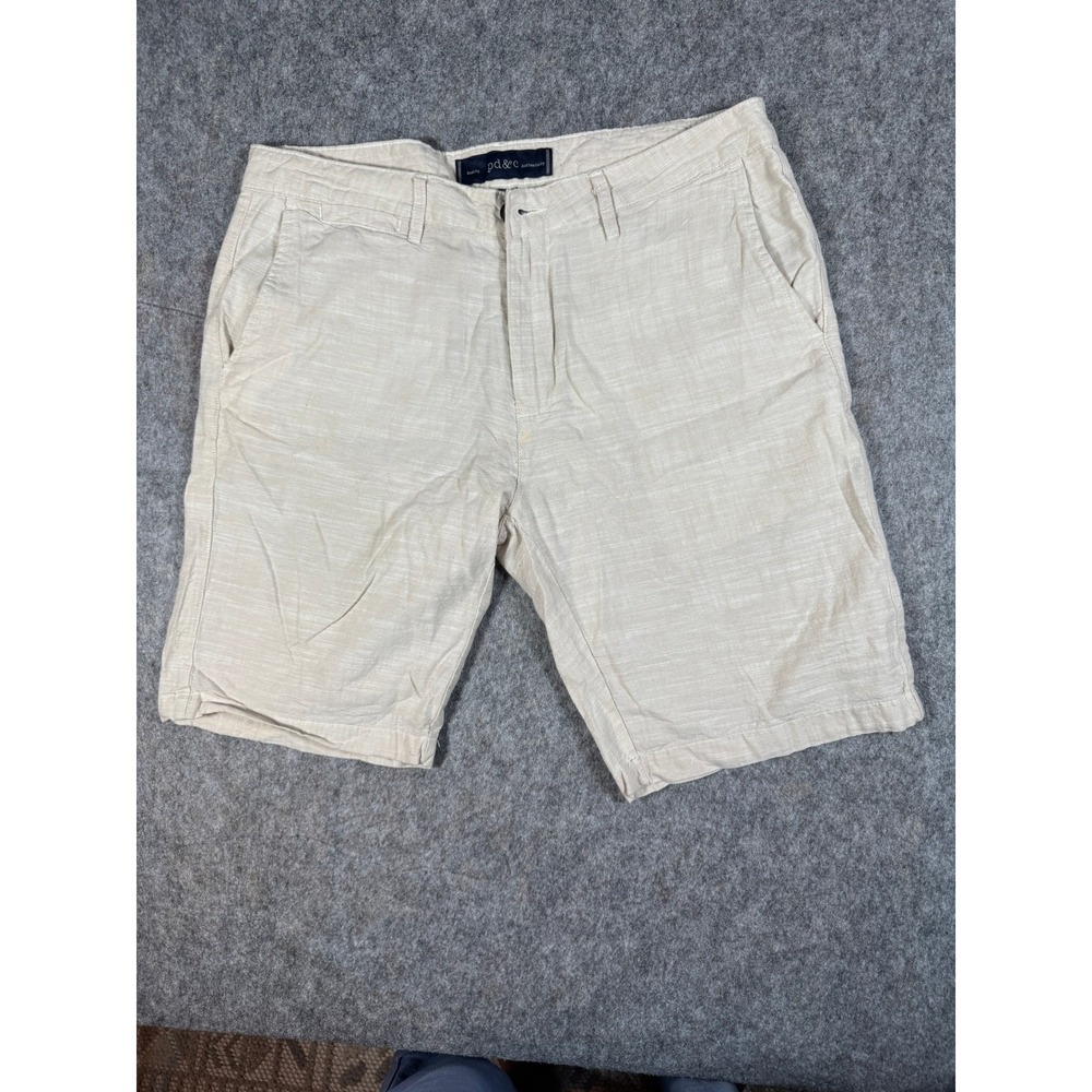 pd&c Mens 34 Beige Cotton Casual Flat Front Chino Shorts PS9CVKHAA
